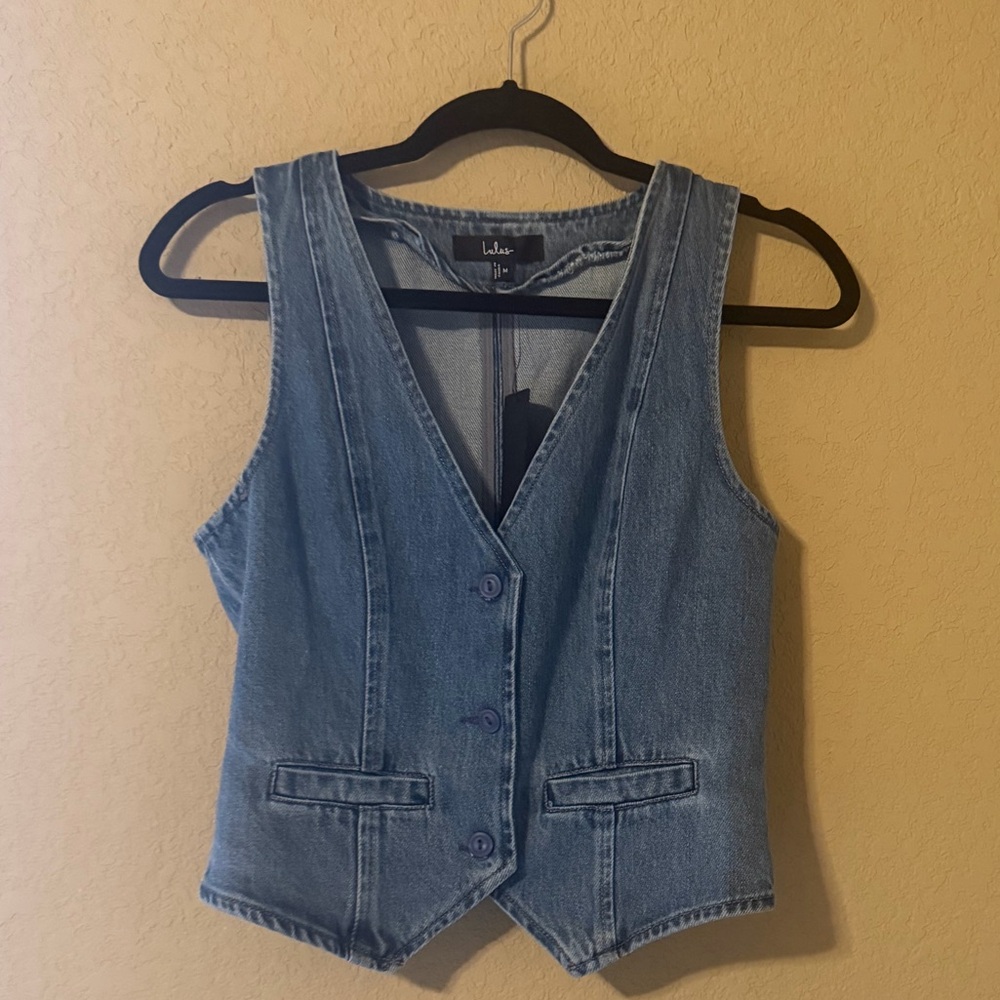 NWT Lulus Medium Wash Denim Vest  | Size M
